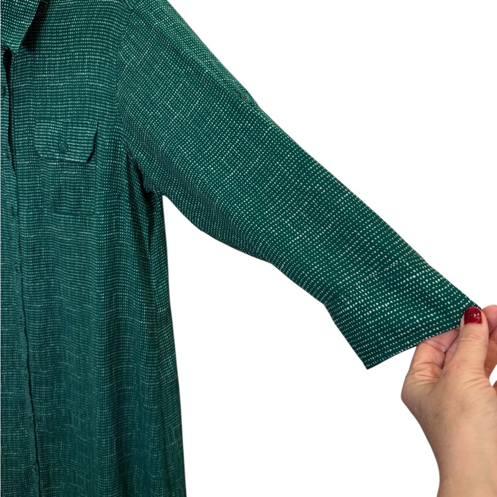 Cabi Women’s Green and White Print Midi Shirt Dress sz L - Picture 3 of 11